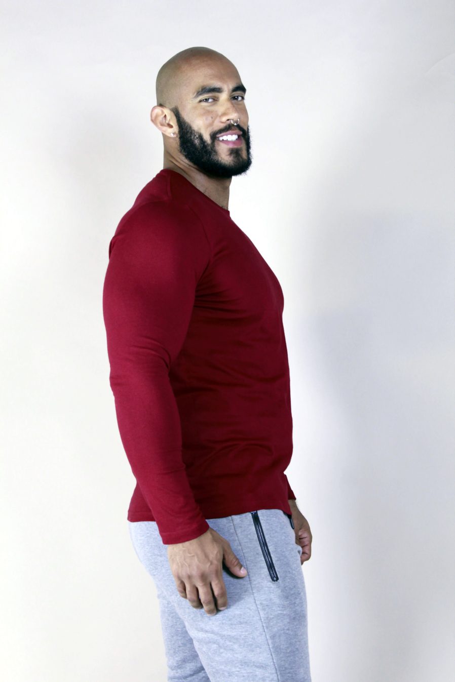 CAMISETA MANGA LARGA GRANATE